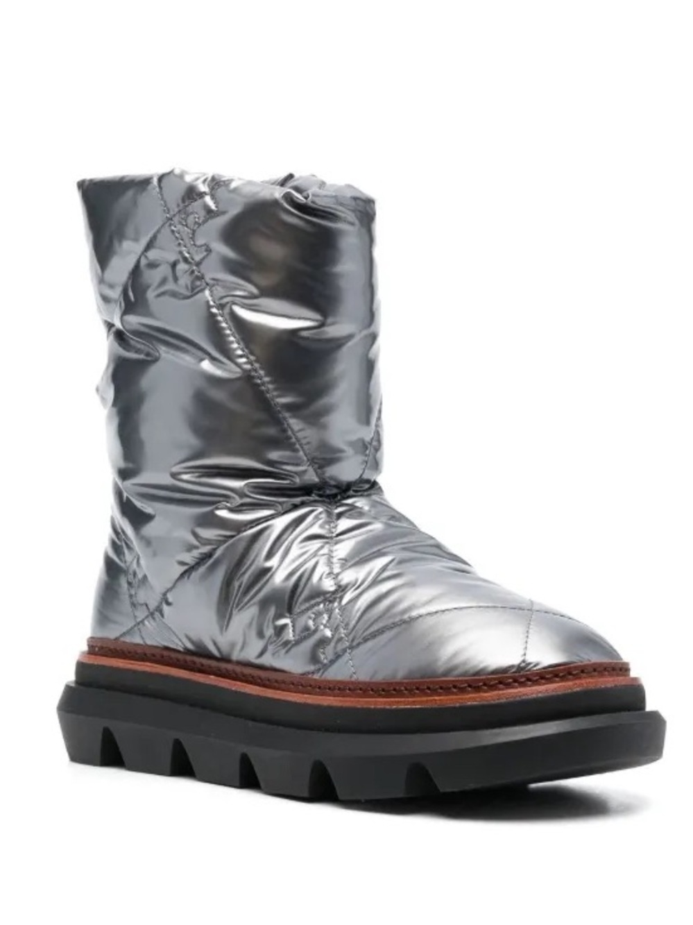 Tory Burch || Sleeping Bag Quilted Winter Booties Snow Ski Moon Boots Silver 5.5